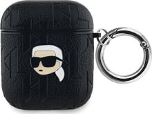 Karl Lagerfeld Karl Lagerfeld KLA2PGKIPK AirPods 1/2 cover czarny/black Monogram Karl Head