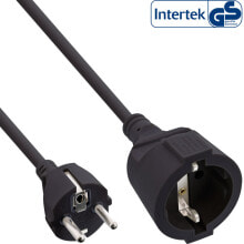 InLine Power extension cable - black - 20m - with child safety - 20 m - Indoor - Type E / F - Type EF (CEE 7/7) - Straight - 1.5 mm²