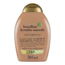 Шампуни для волос oGX Brazilian Keratin Smooth Shampoo Укрепляющий и смягчающий кератиновый шампунь с кератиновыми протеинами, маслами какао и кокоса  Без сульфатов 385 мл
