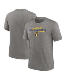 Nike men's Heather Charcoal Milwaukee Brewers We Are All Tri-Blend T-shirt