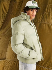 Мужская верхняя одежда aSOS DESIGN puffer jacket with detachable hood in sage green
