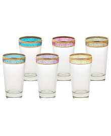 Lorren Home Trends melania Collection Multicolor Highball Glasses, Set of 6