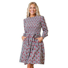 Купить женские платья Hope & Henry: Women's Long Sleeve Smocked Ruffle Collar Dress