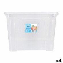 Storage Box with Lid Dem Kira Plastic Transparent 32 L 42 x 36 x 30 cm (4 Units)