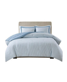 Gracie Mills christa Striped Reversible Yarn Dyed Poly Microfiber Duvet Cover Set, Full/Queen