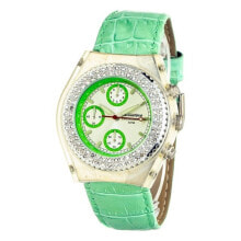 Женские наручные часы женские часы аналоговые со стразами на циферблате зеленый браслет Chronotech