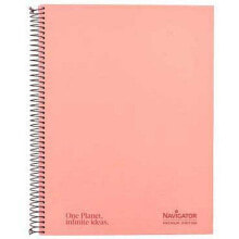 NAVIGATOR A4 spiral notebook hardcover 80h 80gr horizontal with coral margin