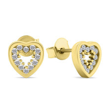 Ювелирные серьги Charming gold-plated earrings with zircons Hearts EA573Y