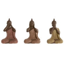 Decorative Figure Home ESPRIT Orange Coral Lime Resin Buddha Oriental 9 x 6 x 13 cm (3 Units)