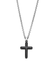 Ювелирные колье Steel necklace with a cross Men in black LS2217-1 / 1