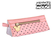 Школьные пеналы пенал Minnie Mouse 1 отделение, розовый цвет, с принтом в горошек