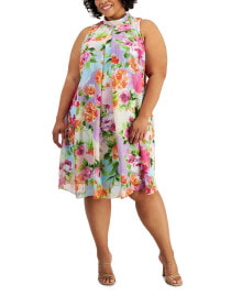 Robbie Bee plus Size Floral-Print Sleeveless A-Line Dress