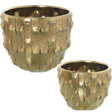 Set of Planters Alexandra House Living Golden Ceramic (2 Pieces)