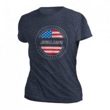 Мужские спортивные футболки мужская спортивная футболка синяя с логотипом T-shirt Bauer USA Flag Jr. 1059423