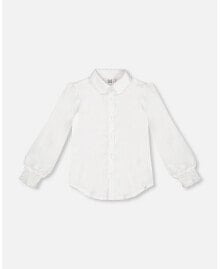 Big Girls Long Sleeve Button Front Shirt Off White купить онлайн