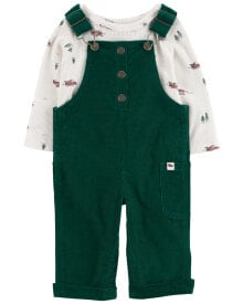 Baby 2-Piece Holiday Thermal Tee & Corduroy Overalls Set