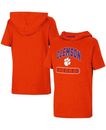 Colosseum big Boys Heather Orange Clemson Tigers Varsity Hooded T-shirt