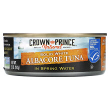 Crown Prince Natural, Твердый белый длинноперый тунец, в родниковой воде, 12 унций (340 г)