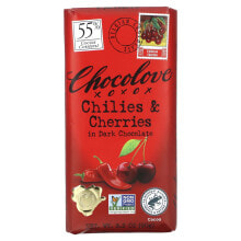 Chocolove, Чили и вишня в темном шоколаде, 55% какао, 90 г (3,2 унции)