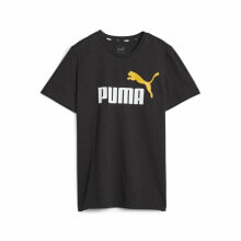Child's Short Sleeve T-Shirt Puma Ess+ 2 Col Logo Black