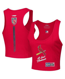 Купить женские блузки и кофточки Pro Standard: Women's Red St. Louis Cardinals Fast Lane Fitted Tri-Blend Cropped Tank Top