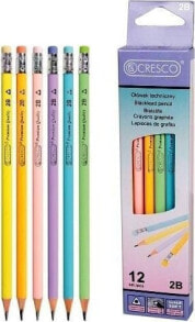 Купить чернографитные карандаши для детей Cresco: Cresco Ołówek trójkątny 2B z gumką Pastel 12szt.