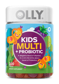 Витаминно-минеральные комплексы olly Kids Multi Plus Probiotic Yum Berry Punch Мультивитаминный комплекс для детей с пробиотиками 100 мармеладок с ягодным вкусом