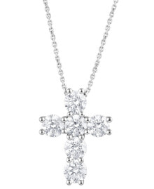 Купить ювелирные кулоны и подвески Badgley Mischka: Lab Grown Diamond Cross Pendant Necklace (5 ct. t.w.) in 14k White Gold, 16" + 2" extender