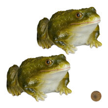 2 x Gartenfigur Frosch Kunststein grün