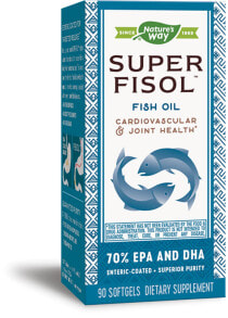 Рыбий жир и Омега 3, 6, 9 Nature's Way Super Fisol Fish Oil Омега 3 из рыбьего жира для сердечно-сосудистого и суставного здоровья 90 гелевых капсул