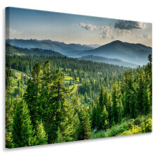 Leinwandbild WALD Bäume See Berge 3D