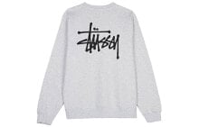 Купить мужские толстовки STUSSY: Толстовка мужская Stussy Basic с длинным рукавом серого цвета 1914464ASHH