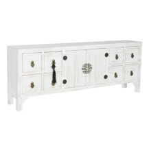 TV furniture DKD Home Decor White Natural Fir MDF Wood 130 x 24 x 51 cm