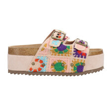 Купить бежевые женские сандалии Corkys: Corkys Wannabe Floral Platform Slide Womens Beige Casual Sandals 41-0024-MUCR