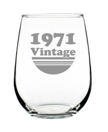 Bevvee vintage-Like 1971 52nd Birthday Gifts Stem Less Wine Glass, 17 oz