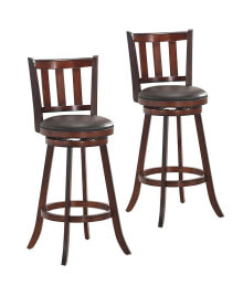 Costway set of 2 29.5'' Swivel Bar stool Leather Padded Dining Pub