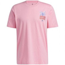 Мужская футболка спортивная розовая однотонная с логотипом adidas Splash On Graphic M H42072