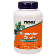 Магний nOW Foods Magnesium Citrate Цитрат магния 400 мг для поддержки нервной системы и выработки энергии 120 растительных капсул
