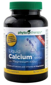 Кальций phyto Therapy Liquid Calcium Кальций 1000 мг + магний 400 мг 90 мягких капсул