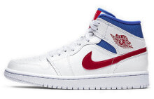 Jordan Air Jordan 1 mid university red 爱国者 中帮 复古篮球鞋 女款 白蓝 / Кроссовки Jordan Air Jordan 1 Mid University Red BQ6472-164