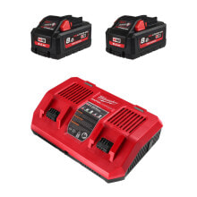 Milwaukee Akku Starter-Set M18HNRGO4-802: 2x 18V/8,0 Ah M18 HIGH OUTPUT Akku + Doppellader M18 DFC купить онлайн