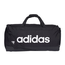 Мужские спортивные сумки Мужская спортивная сумка черная текстильная средняя для тренировки с ручками через плечо Adidas Linear Дафл L