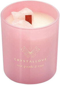 Sojakerze mit Rosenquarz und Rose - Crystallove Soy Candle With Rose Quartz And Rose