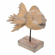 Decorative Figure Alexandra House Living Grey Dark brown Wood Iron Fish 31 x 24 x 30 cm