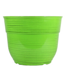 Garden Elements glazed Brushed Happy Large Plastic Planter Bright Green 15 Inches