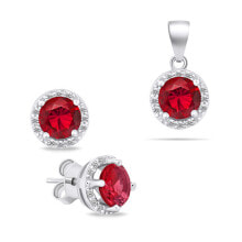 Ювелирные серьги sparkling silver jewelry set with zircons SET230WR (earrings, pendant)