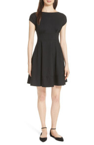 Kate Spade New York 296686 Ponte Fiorella Fit & Flare Dress, Size Medium - Black