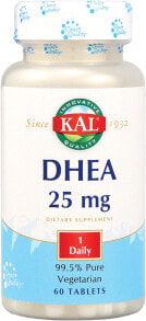 Витамины и БАДы для нервной системы Kal DHEA Комплекс с полифункциональным стероидным гормоном дегидроэпиандростероном 25 мг 60 вегетарианских капсул