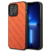 KARL LAGERFELD Klhcp13Xptlo iPhone 13 Pro Max 6.7 Orangeorange Perforated Allover phone case