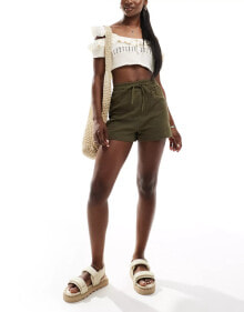 Купить женские шорты Brave Soul: Brave Soul pull on cheesecloth textured shorts in khaki